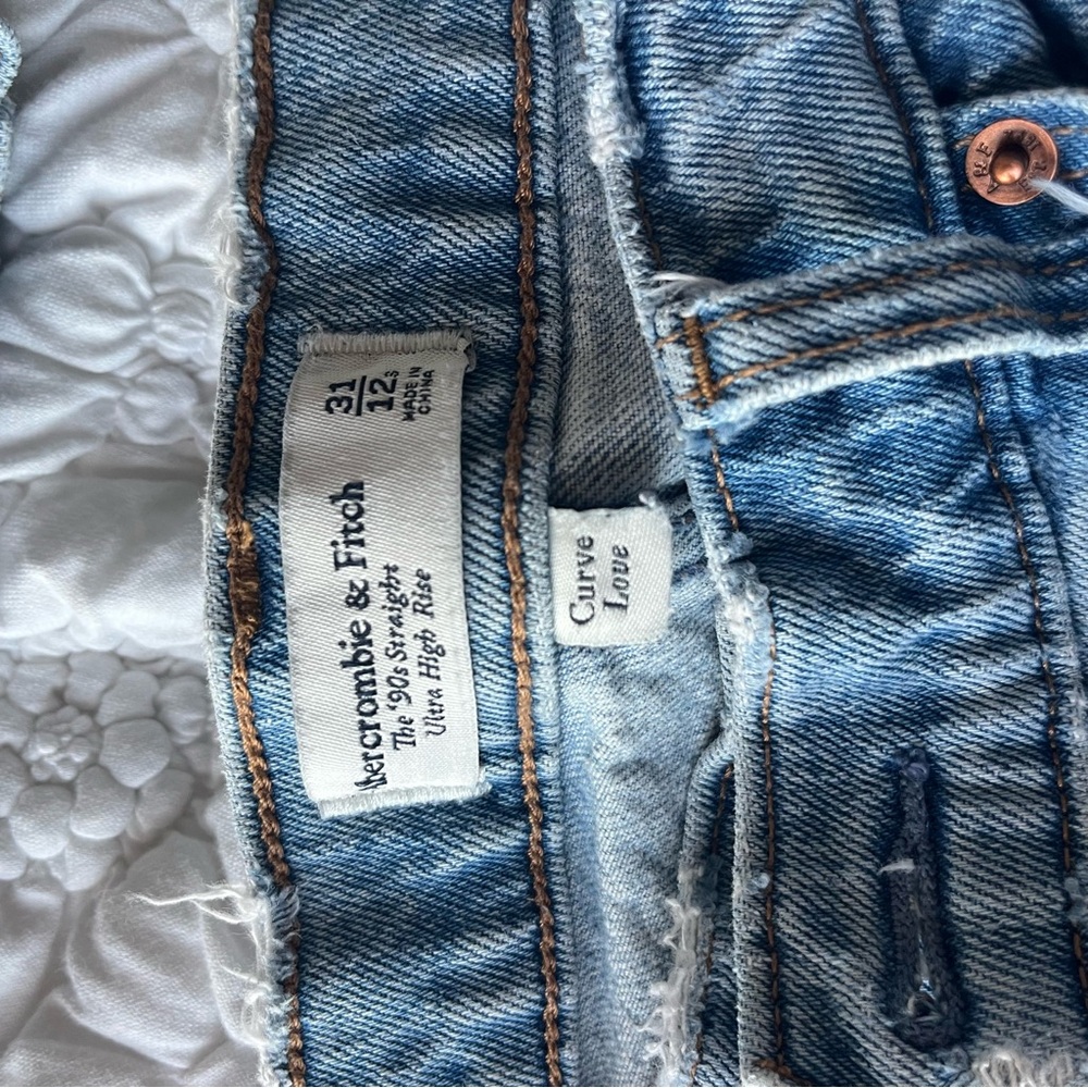 Abercrombie & Fitch Light Blue Denim Jeans Split Hem